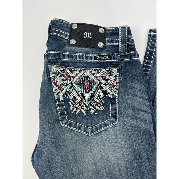 Miss Me WOMENS 30X34 Mid Rise Slim Fit Boot Jeans Sequins - Picture 5 of 6